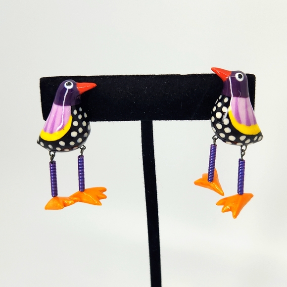 Jewelry - Colorful Ceramic Bird Earrings
